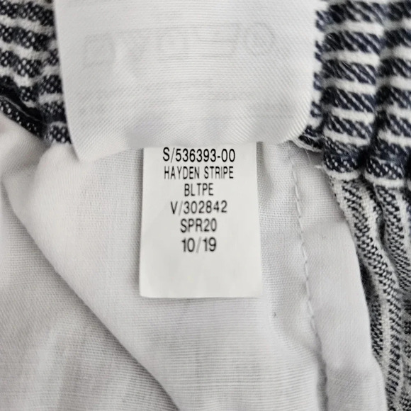 Banana Republic Hayden Ankle Pants Linen Blue Conductor Striped Petite - Picture 6 of 7